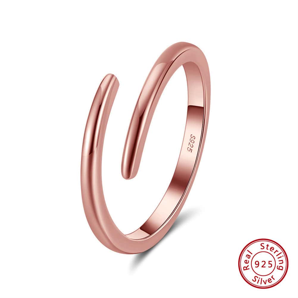 Rose gold adjustable sterling silver ring