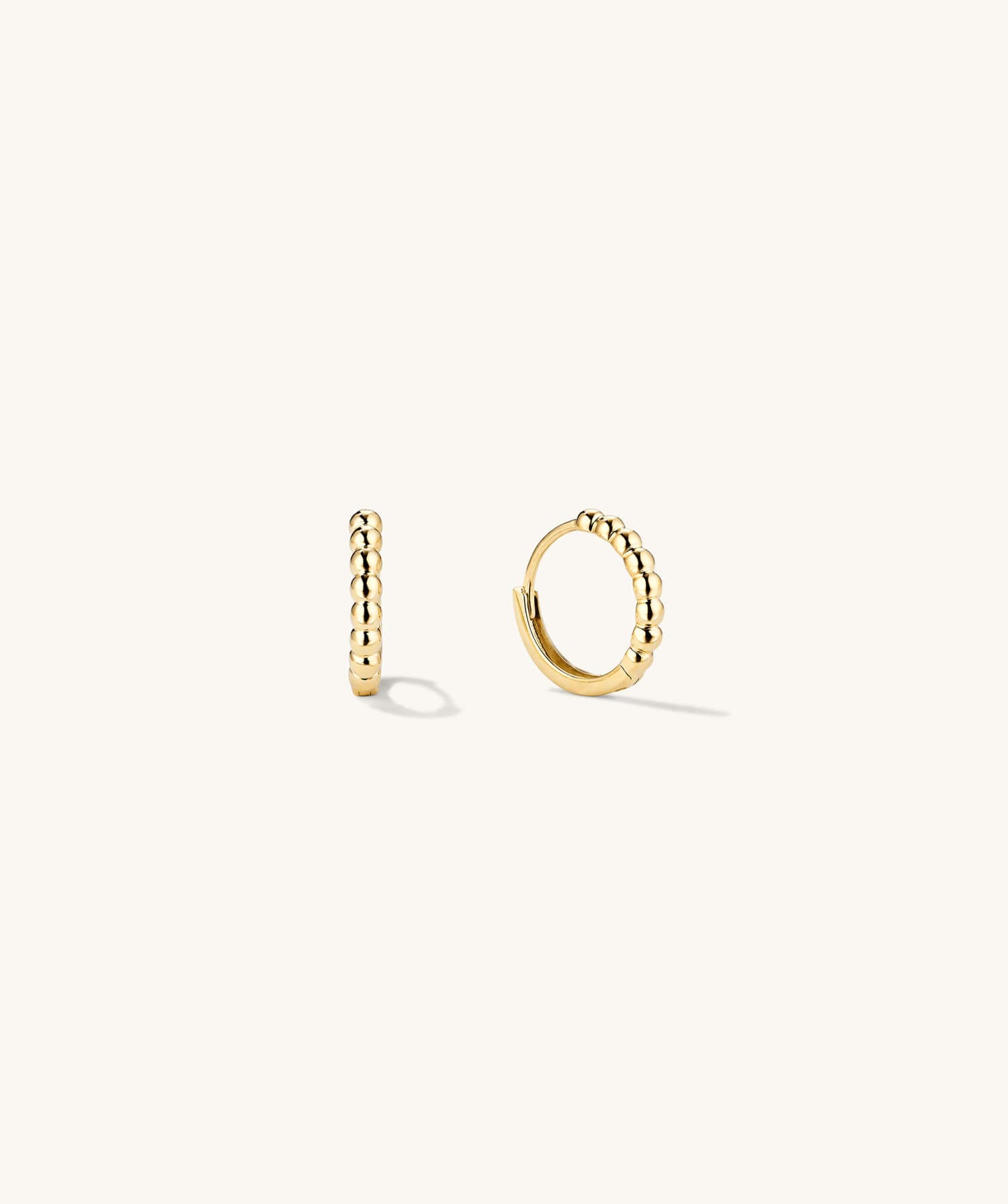 Gold Beaded Huggie Hoop Earrings