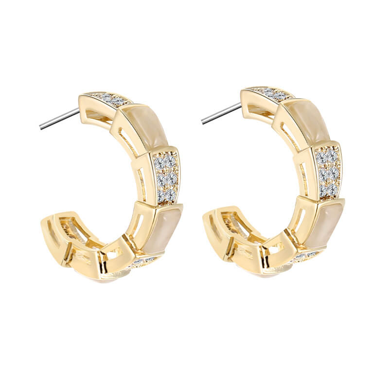 C-Shaped Diamond Hoop Earrings