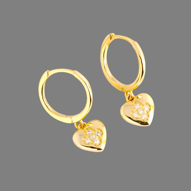 Gold Heart Charm Earrings