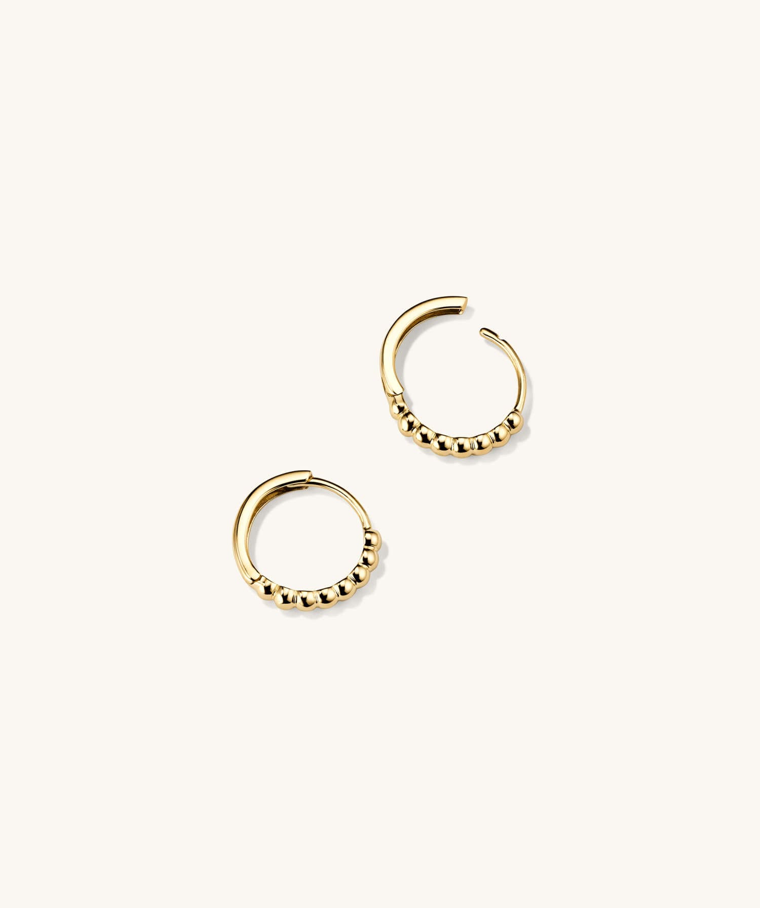 Gold Beaded Huggie Hoops Earrings