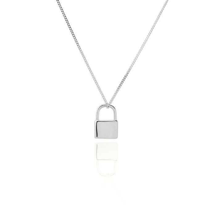 Pad lock Necklace silver plated