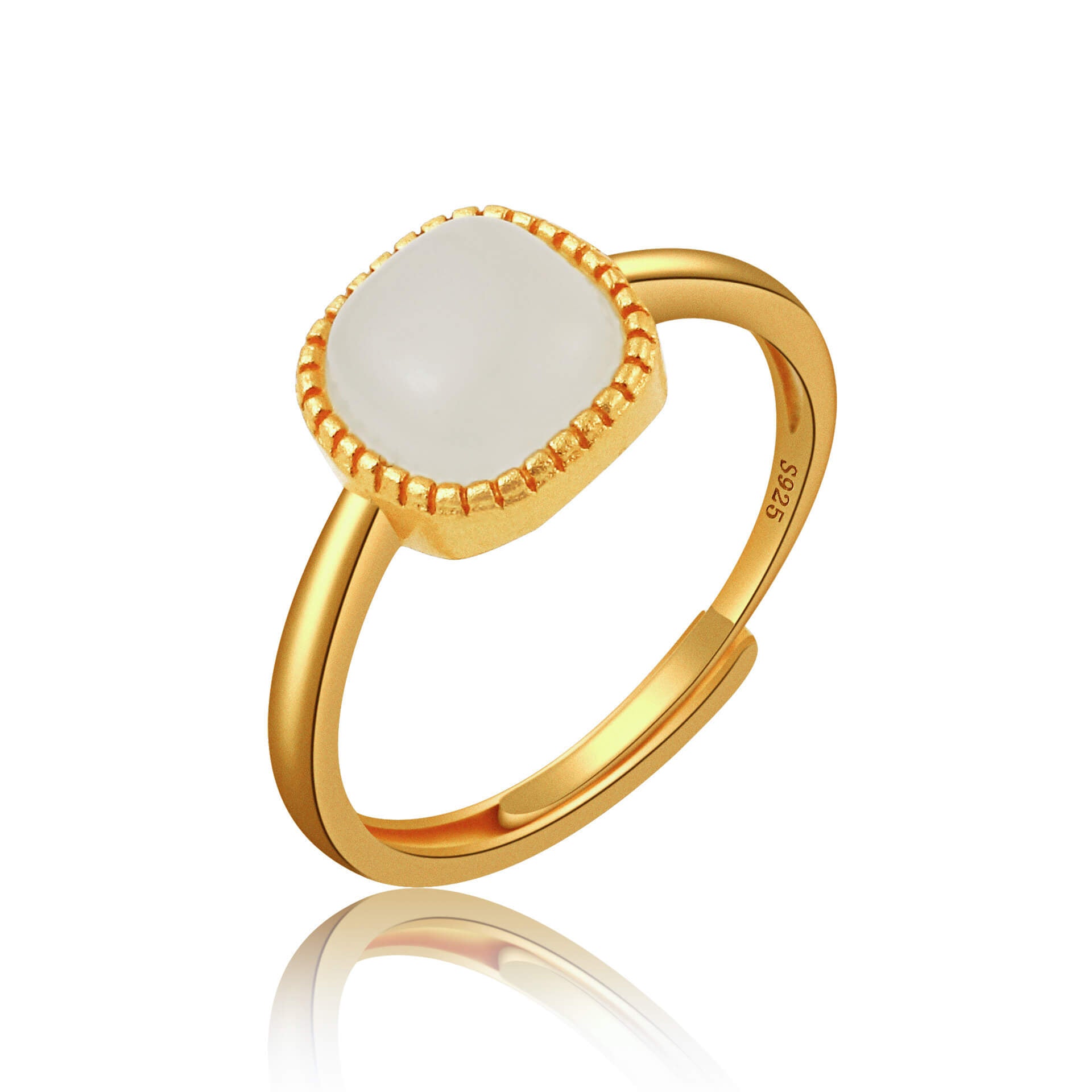 White glow stone adjustable ring