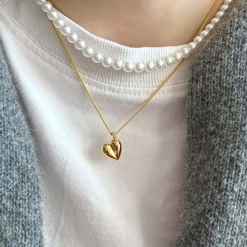 3D Heart Pendant Necklace