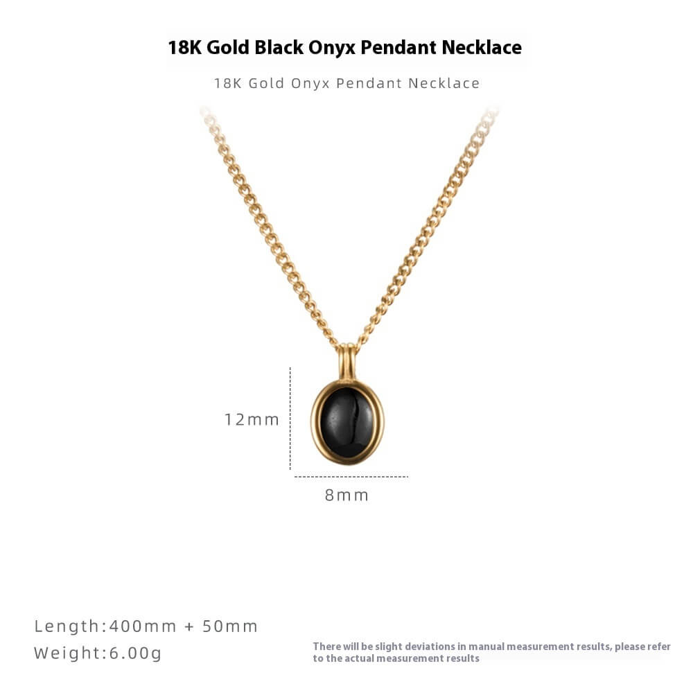 Onyx black gold chain pendant necklace