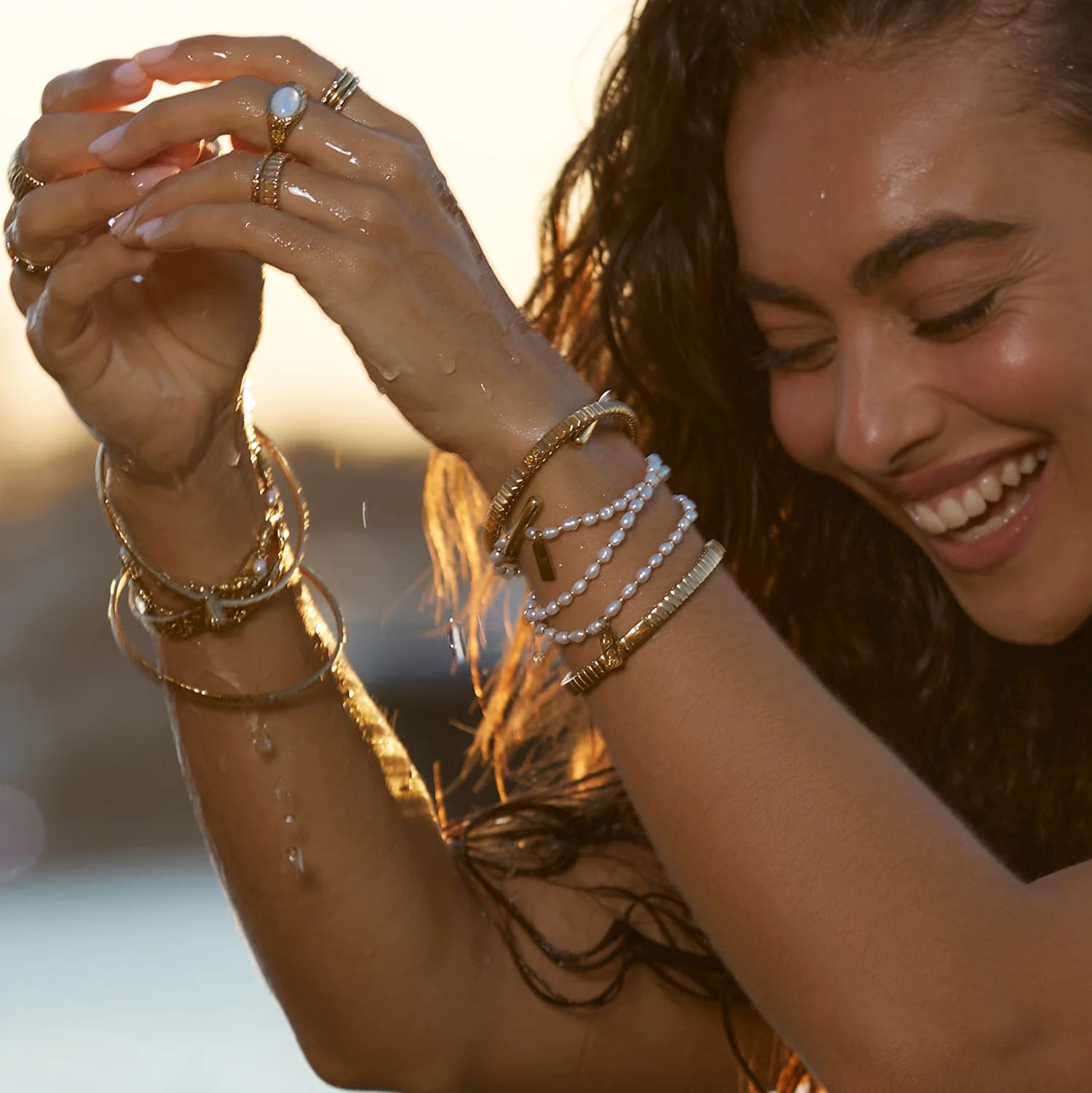 Amber Pearl and Gold Bracelet 2