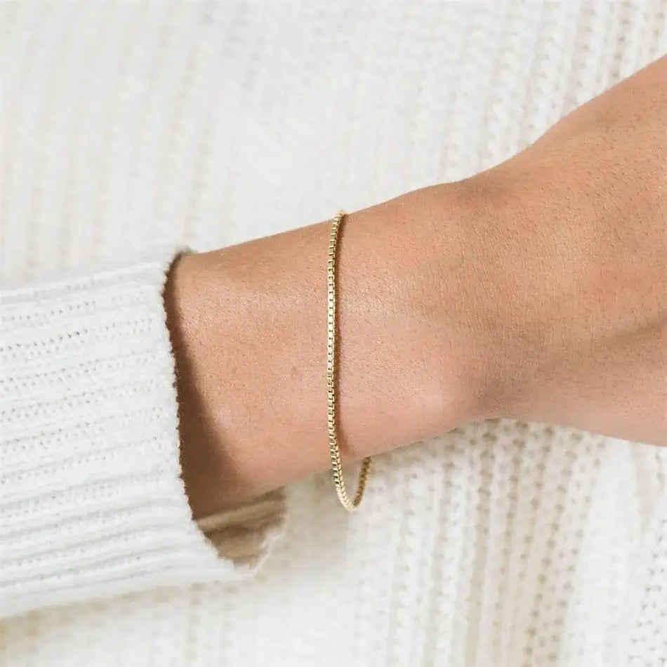 Gold Cube Chain Bracelet