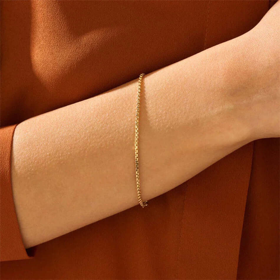 Gold Cube Chain Bracelet