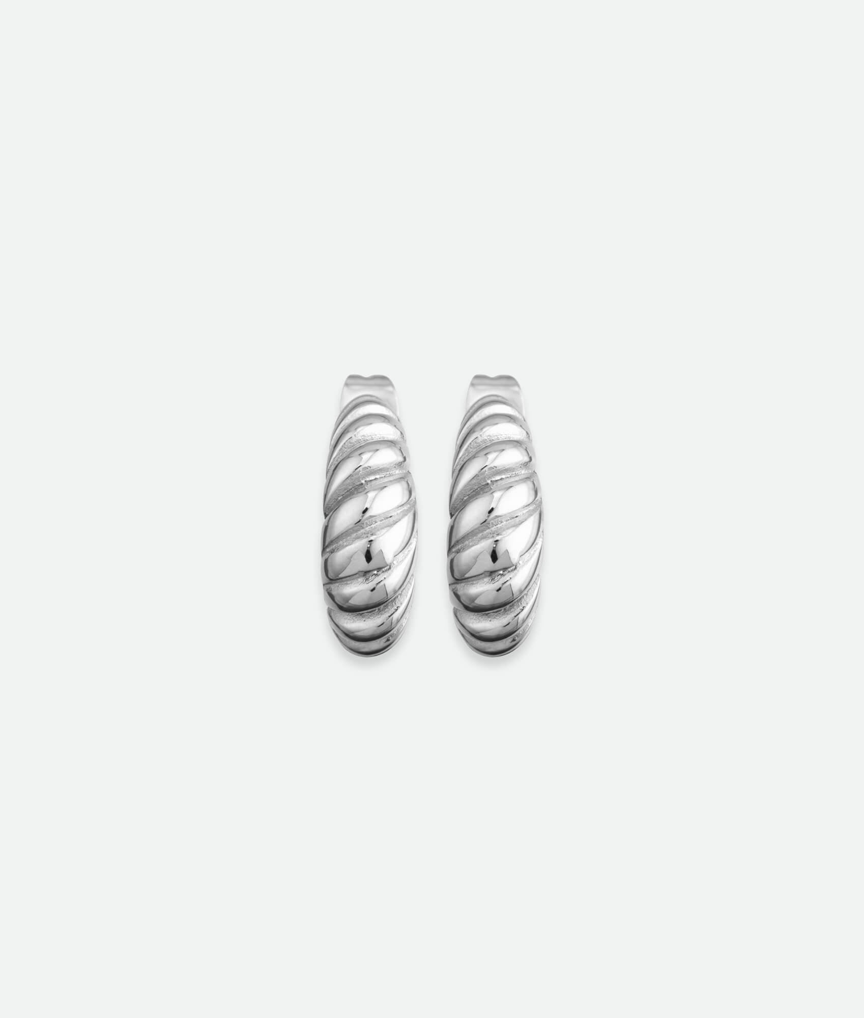 silver Croissant Hoop Earrings