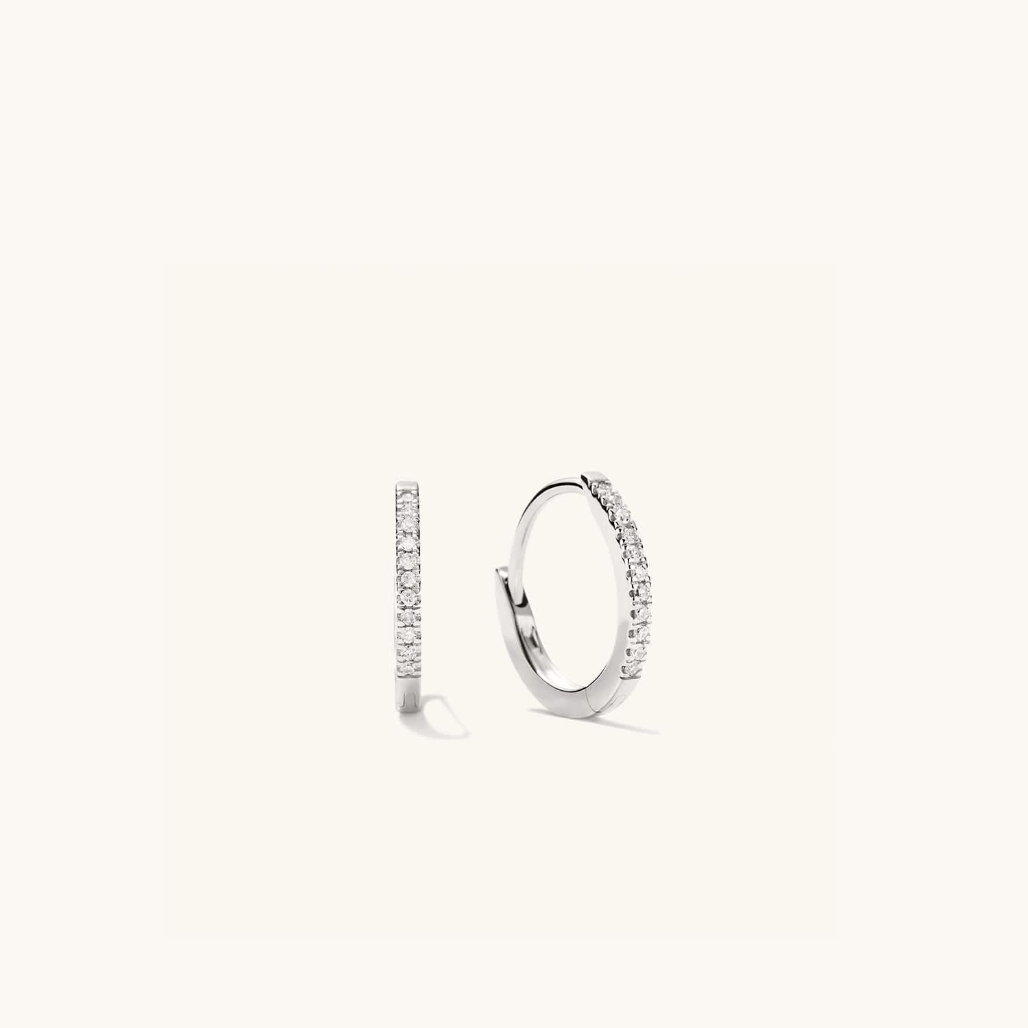 Diamond Huggie Hoops silver for women