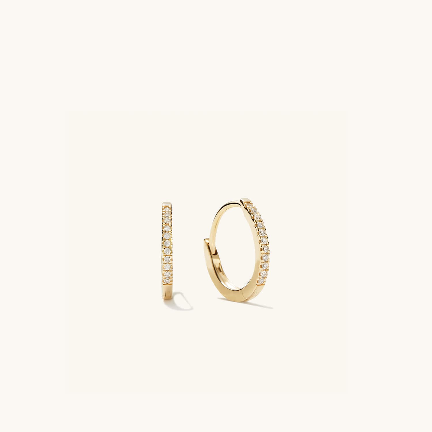 Gold Diamond Huggie Hoop Earrings