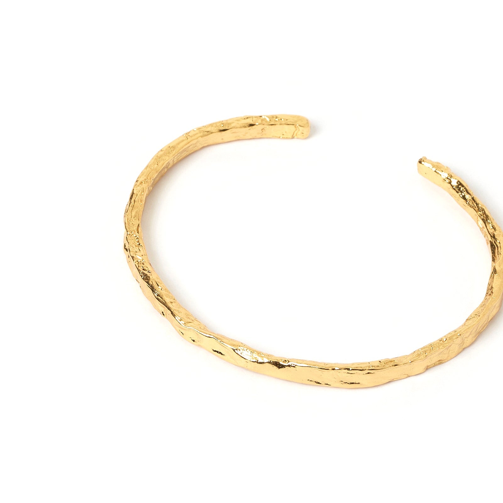 Round Hammered Gold Cuff Bracelet