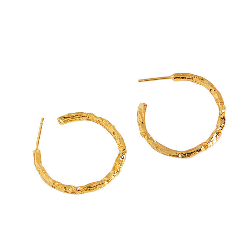 Hammered Foil Gold Hoop Earrings