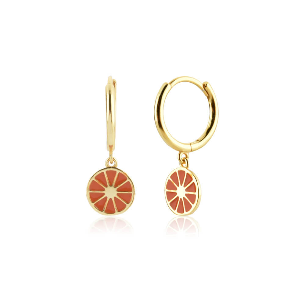 Gold Orange Fruit Drop Earrings