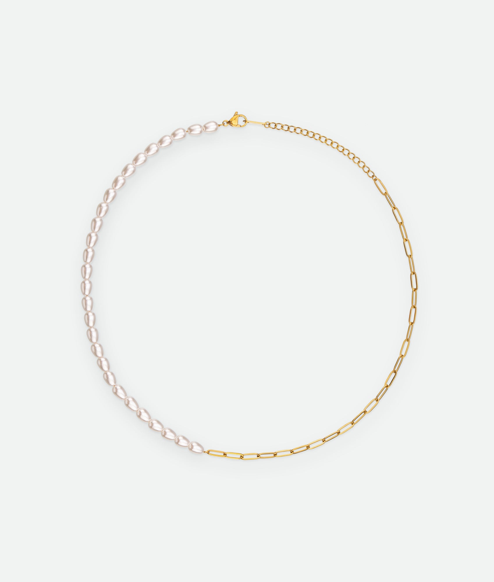 Gold Pearl And Chain Necklace