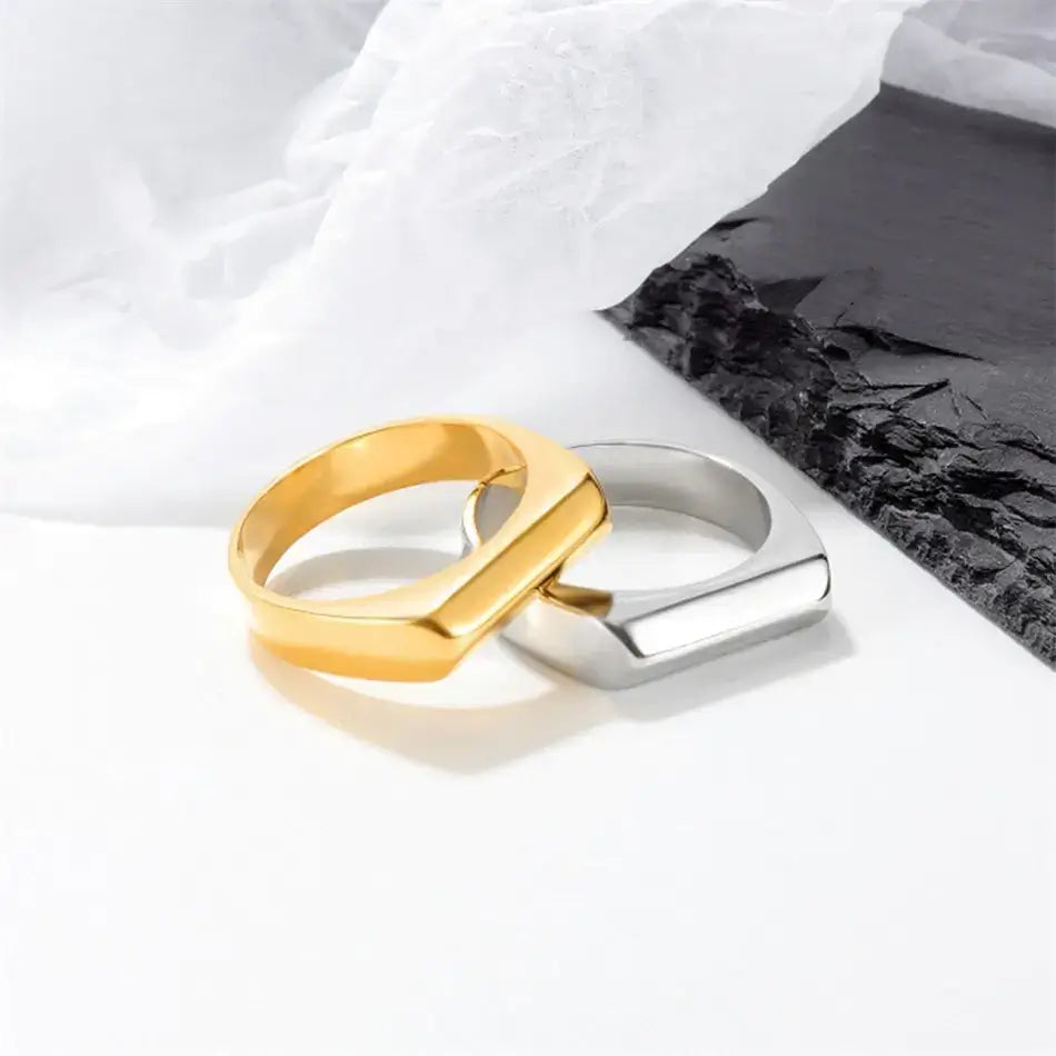 Gold bar ring band minimal