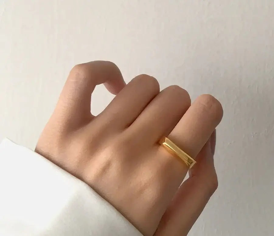 Gold bar ring band minimal