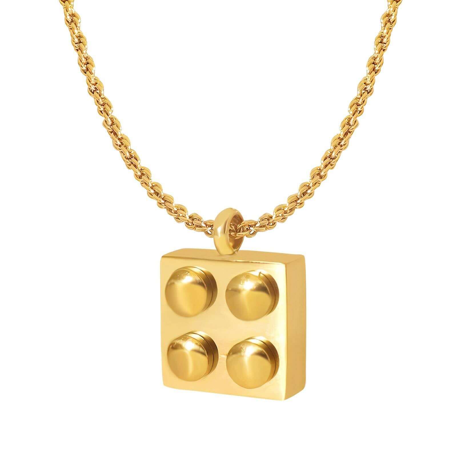 Gold lego necklace 14k gold plating