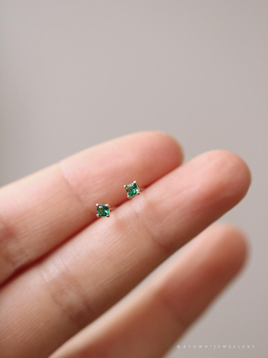 Green Stud Earrings