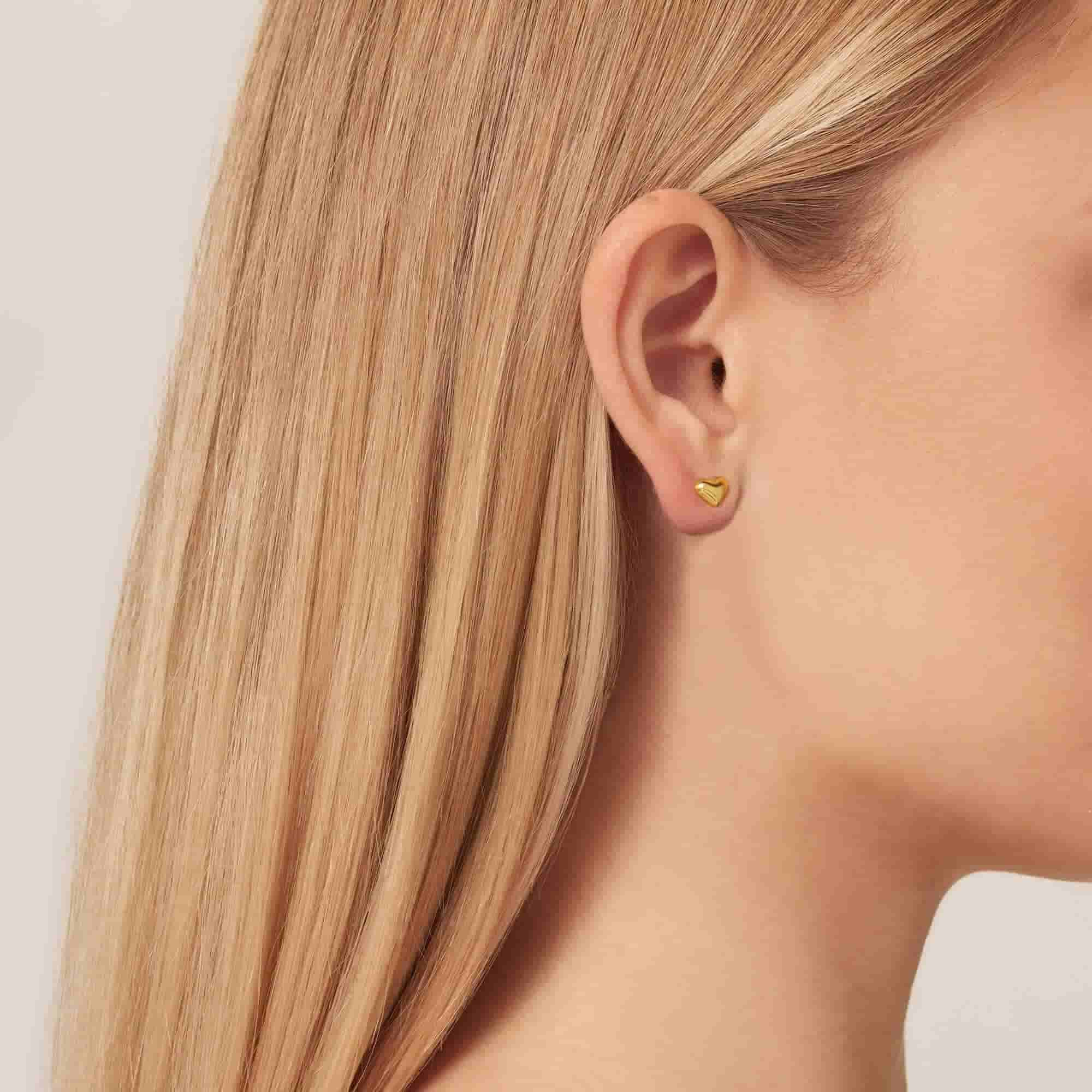 Gold Heart Stud Earrings 456