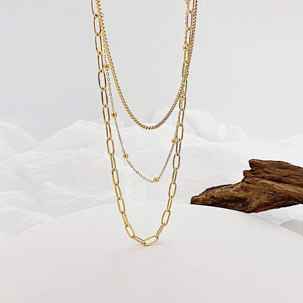 Gold Layered Chains Necklace