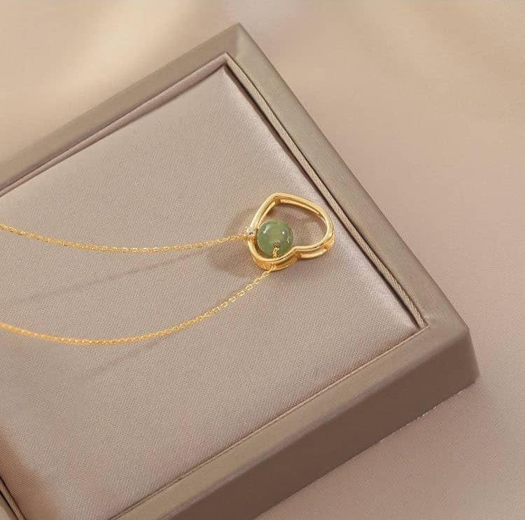 Hollow Heart Jade Necklace