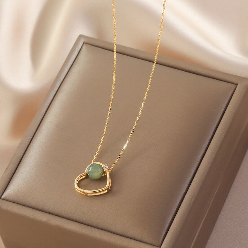 Hollow Heart Jade Necklace