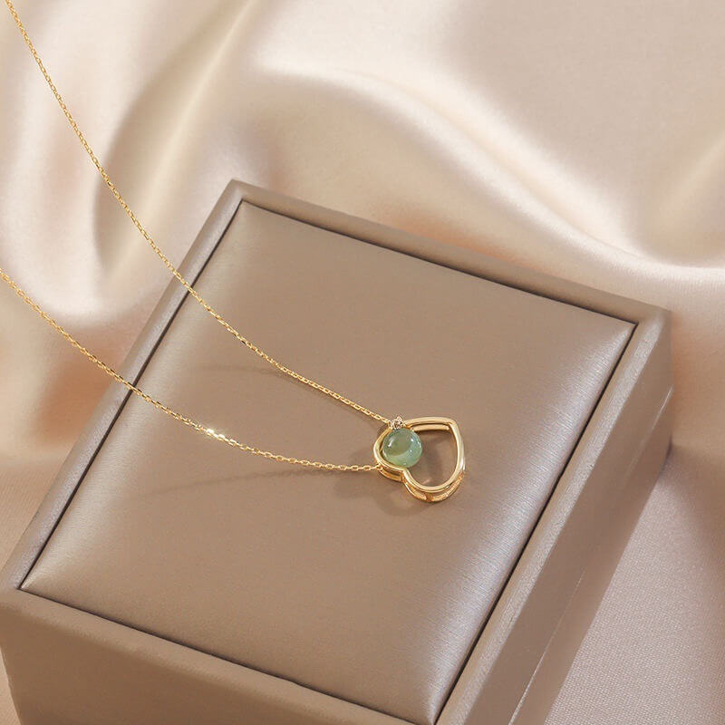 Hollow Heart Jade Necklace