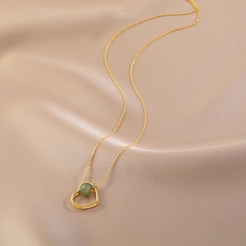 Hollow Heart Jade Necklace