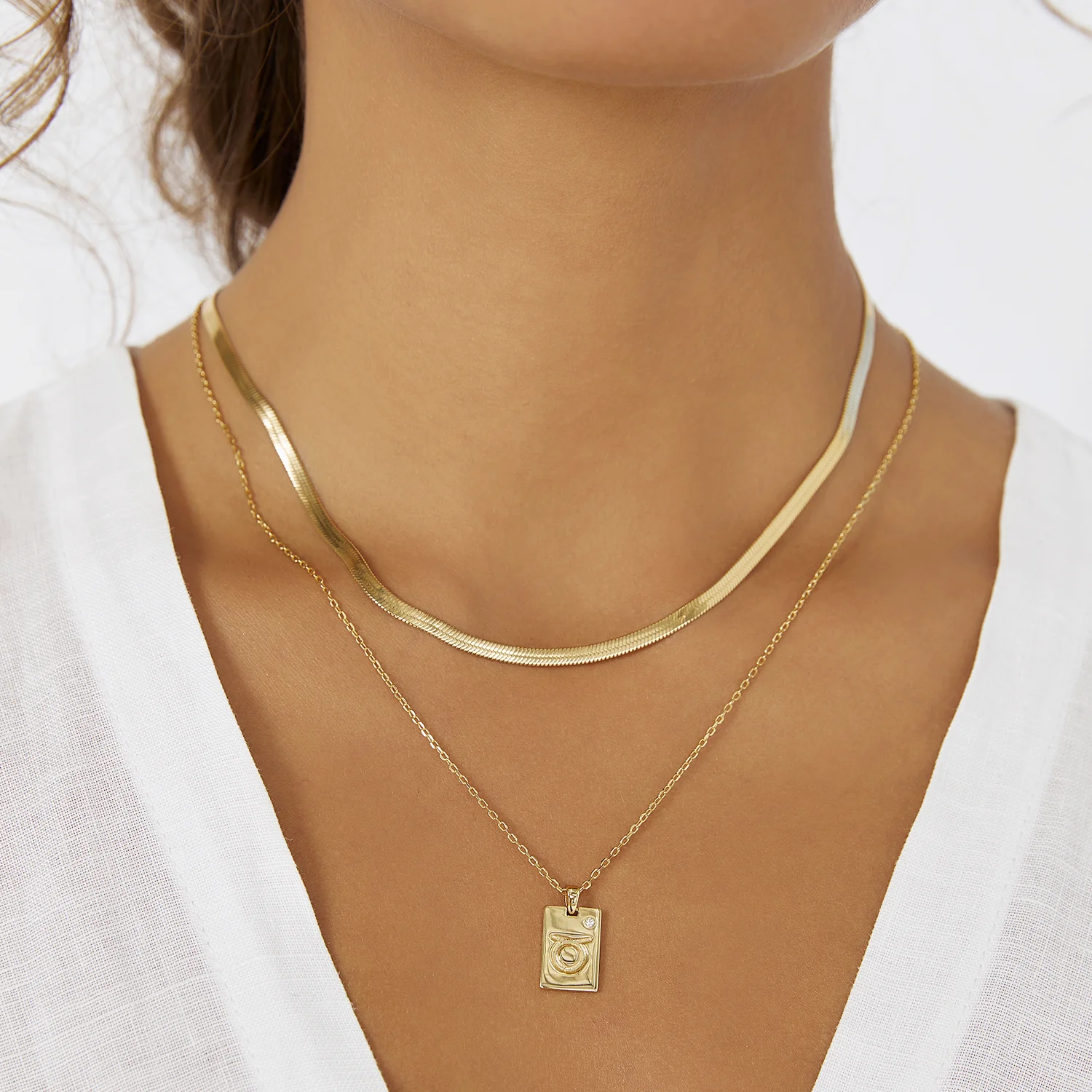 Zodiac Gold Tag Necklace