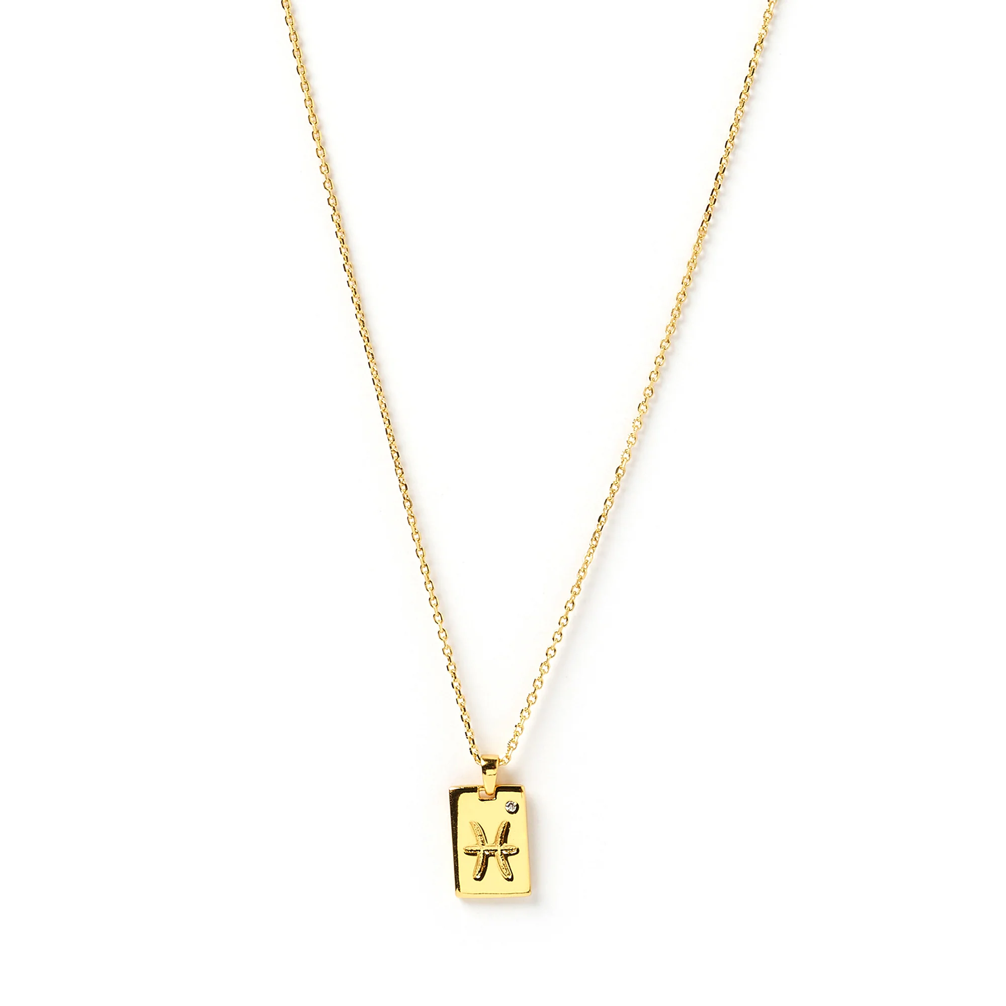 Zodiac Gold Tag Necklace