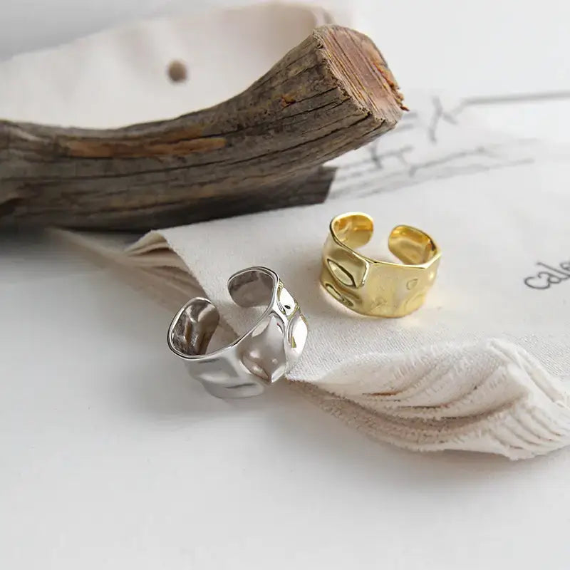 Silver and Gold Foil texture ring