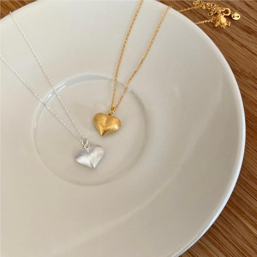 Brushed Heart Necklace Gold and silver