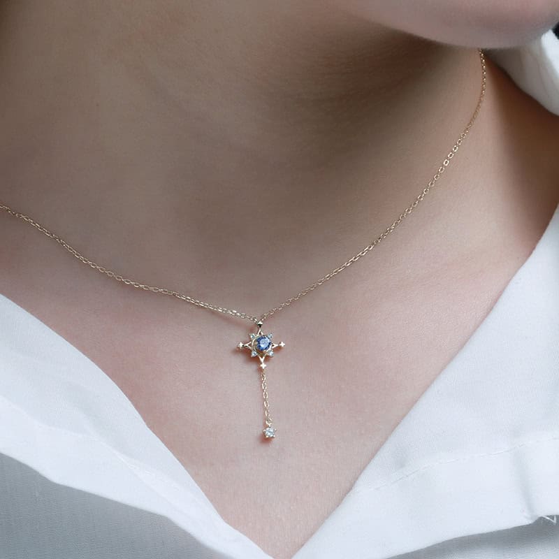 model wearing Tanzanite Stone Necklace