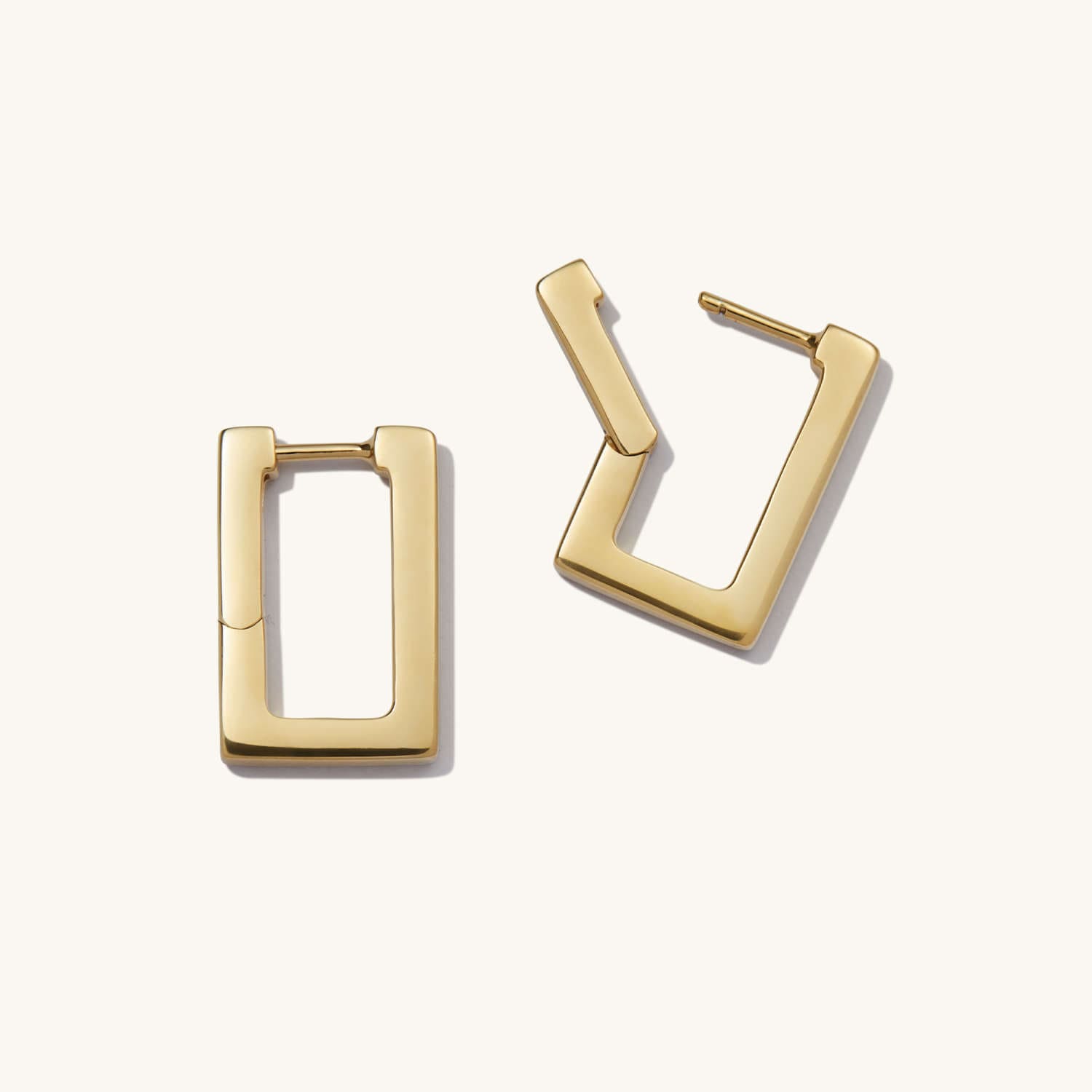 Large Block Hoops  Gold