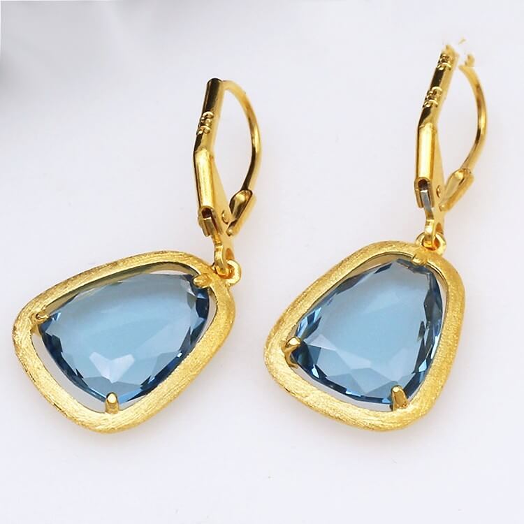 Gold Plated Sapphire Drop Earrings