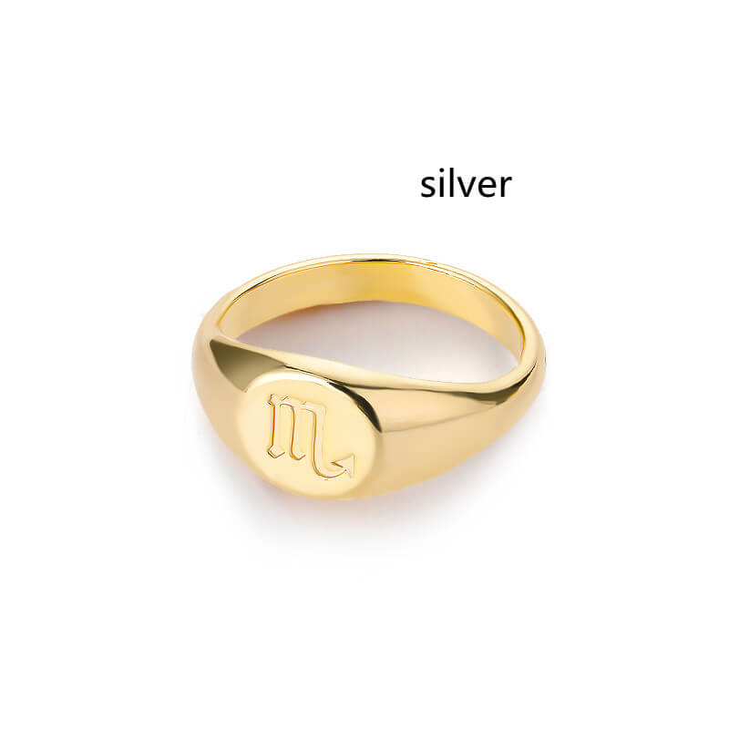 Silver scorpio signet ring