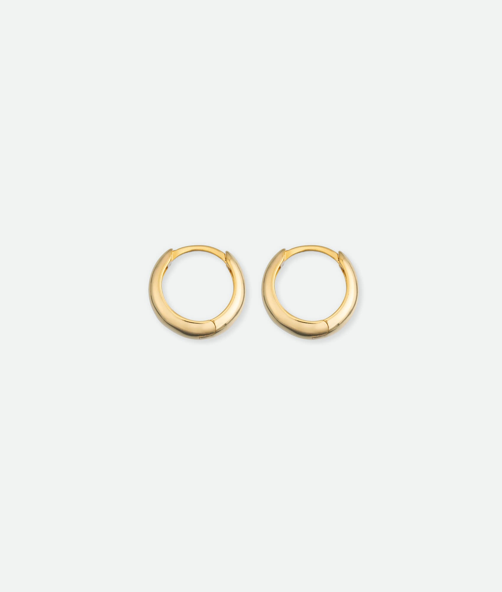 Pair of gold hoop earrings on a white background