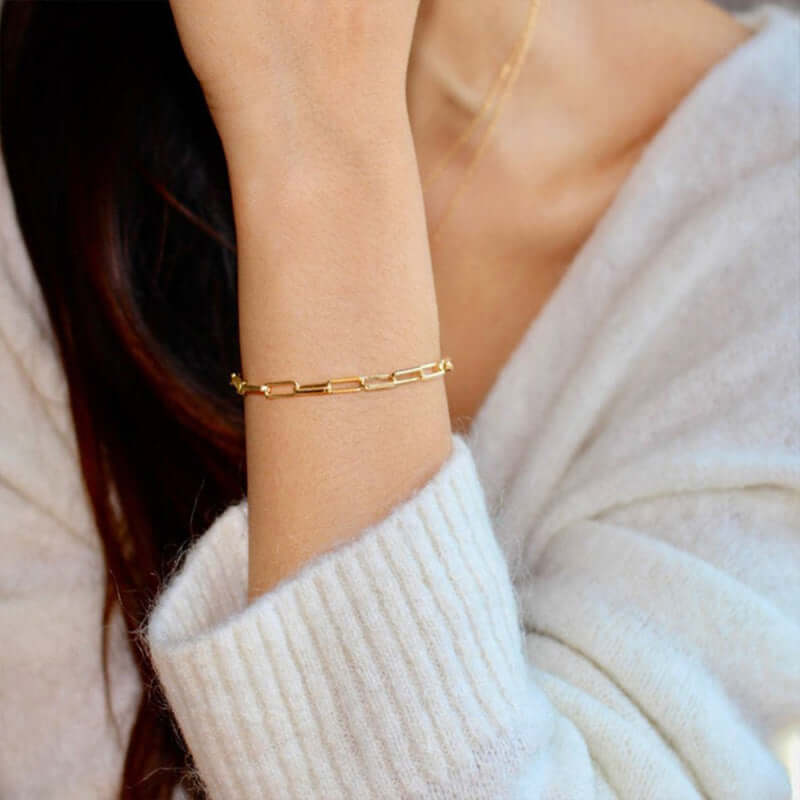 Gold Paperclip Chain Bracelet