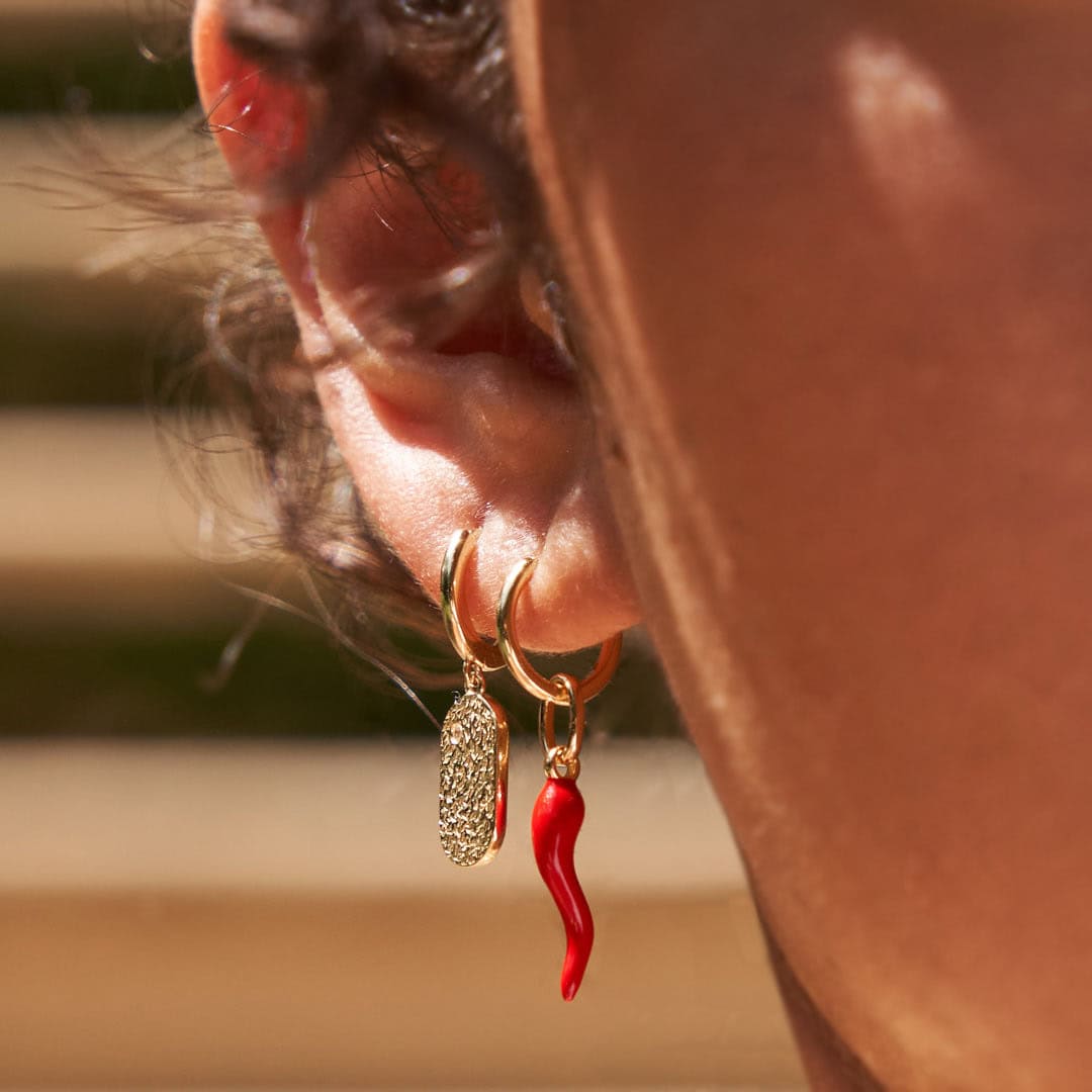 Moel wearing Red Chilli Earrings