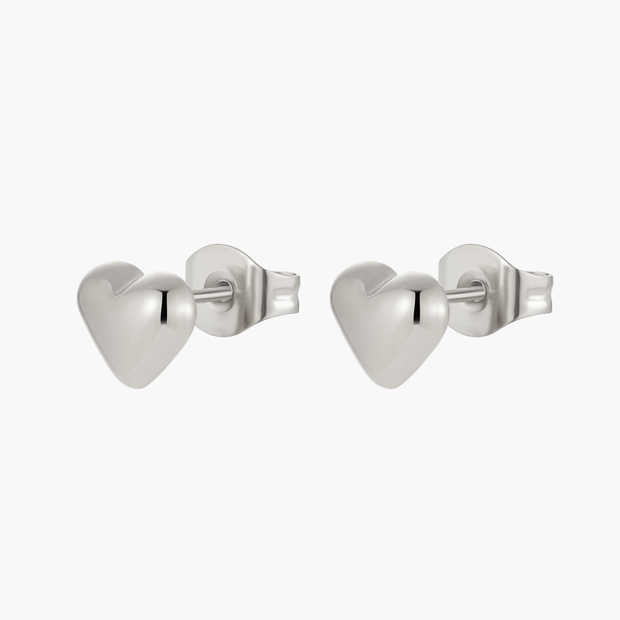 silver Heart Stud Earrings 456