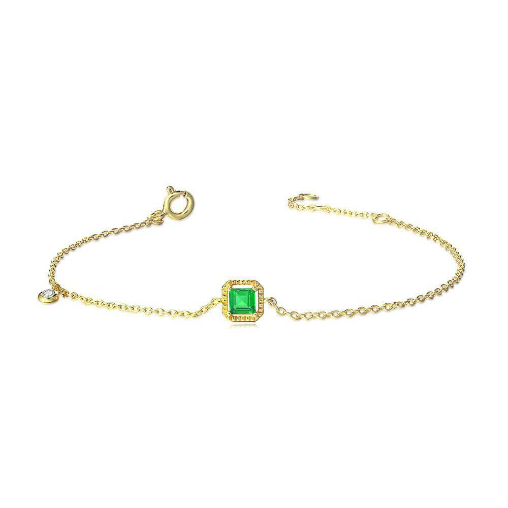 Synthetic Emerald Silver Bracelet