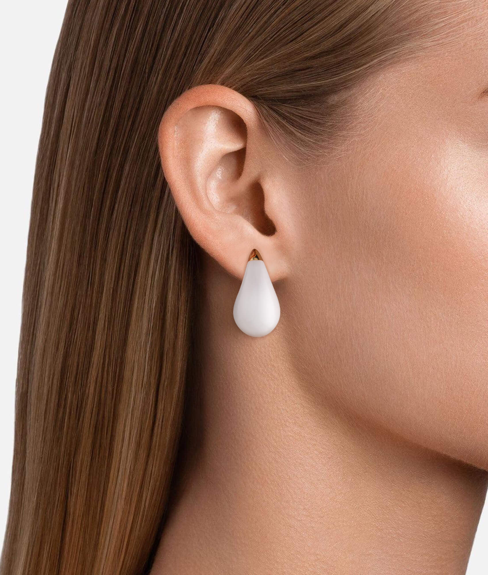 White Enamel Color Drop Earrings On Model