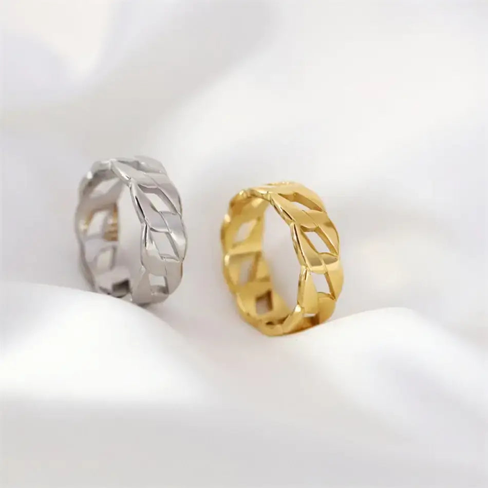 Link Chain Ring gold and silver