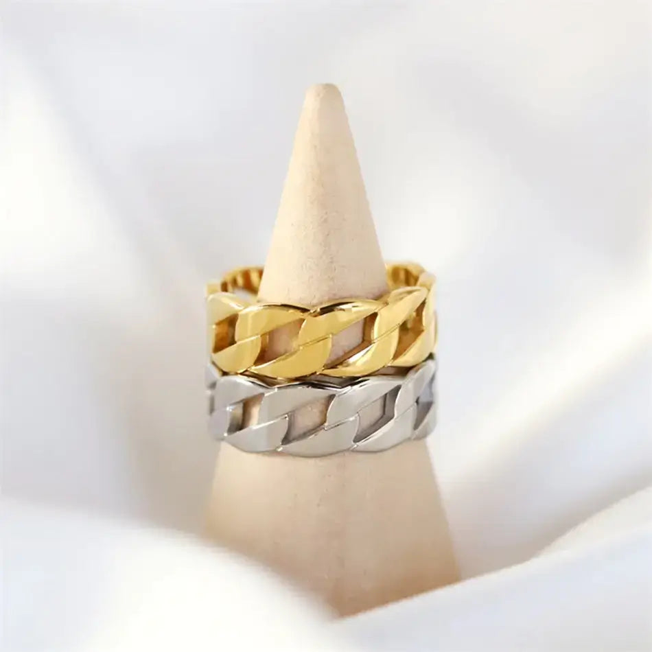 Link Chain Ring gold and silver