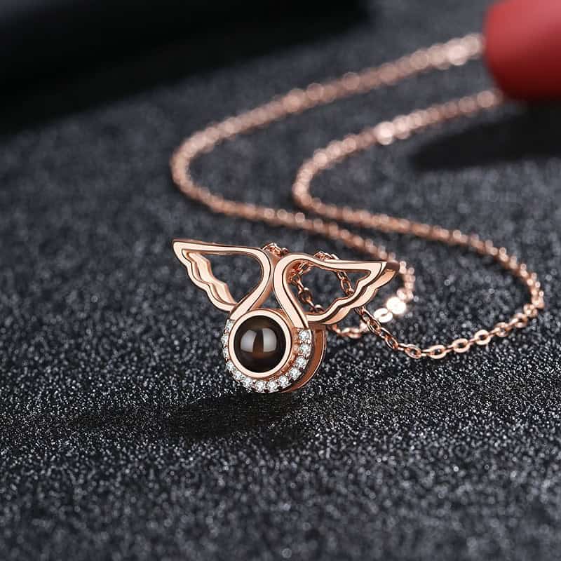 Angel Wings Necklace Rose Gold