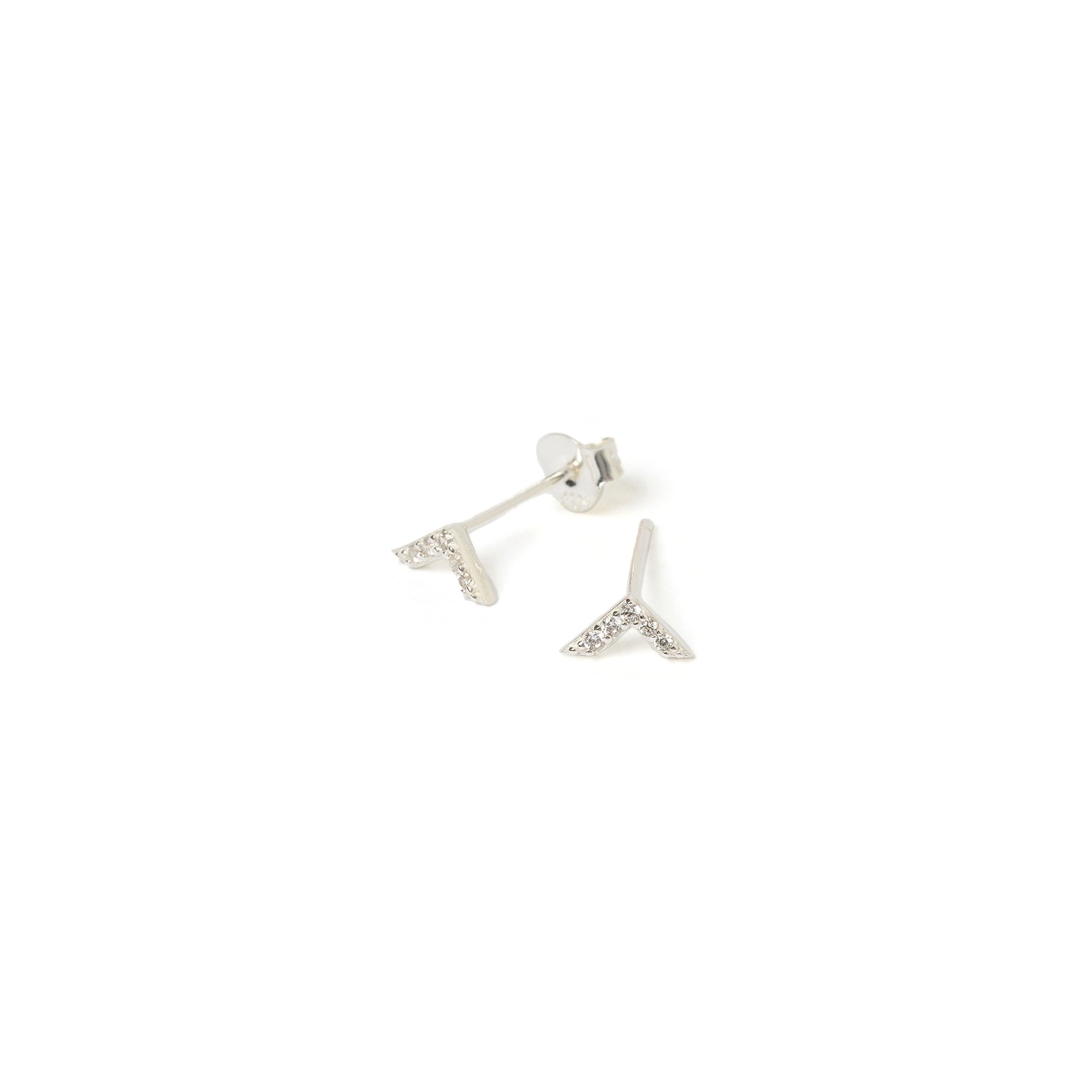 Arrow Silver and Zircon Stud Earrings 2