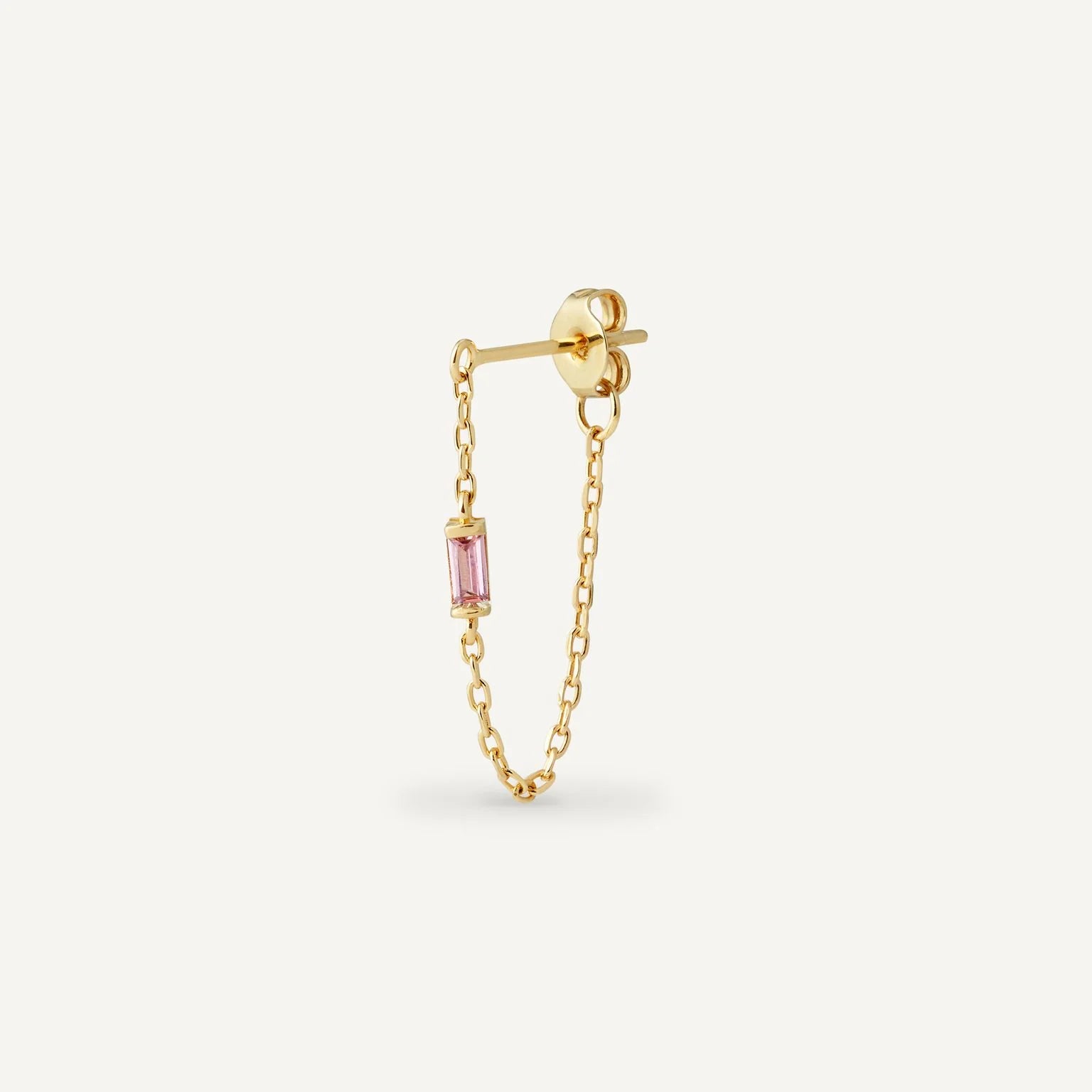 Pink Zircon Tassel Gold Earrings