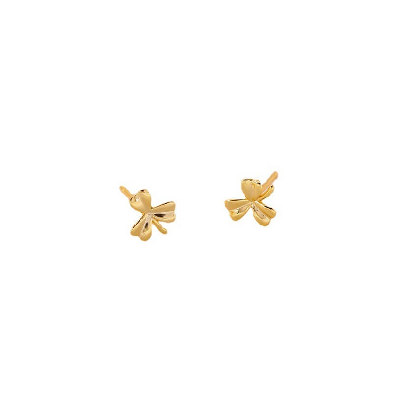 Gold Clover Leaf Stud Earrings