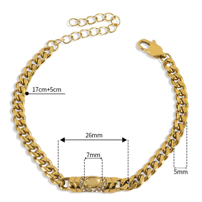 Cuban chain Stone Bracelet